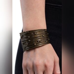 Mechanical Motif Brass Bracelet
